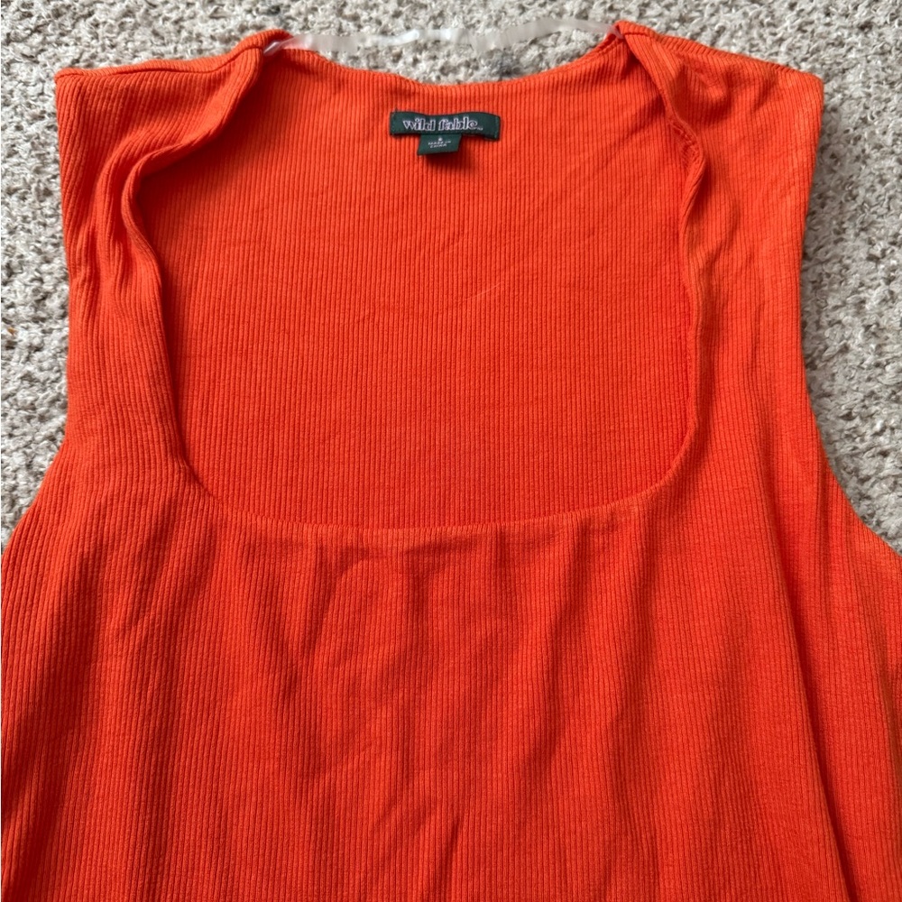 Wild Fable Orange Ribbed Women's BodySuit